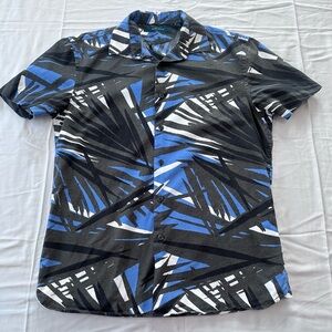 Perry Ellis Blue and Black Abstract Shirt